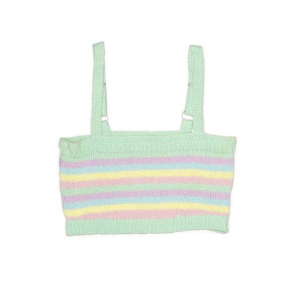 Show Me Your Mumu Pastel Striped Knit 3-Piece Set Cardigan Crop Top & Mini Skirt - Picture 4 of 16